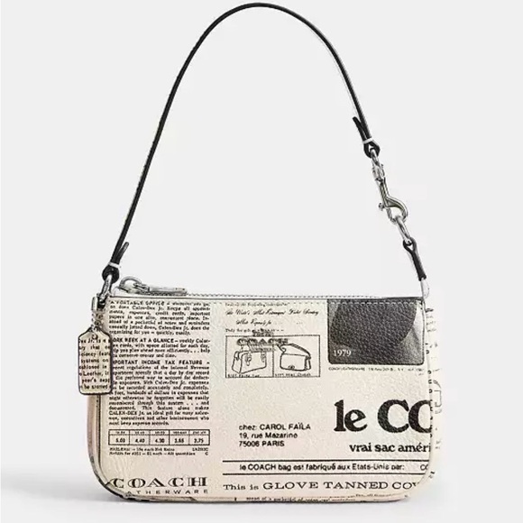 Coach Handbags - Coach Newspaper Print Shoulder Bag in Cream and Black NWT